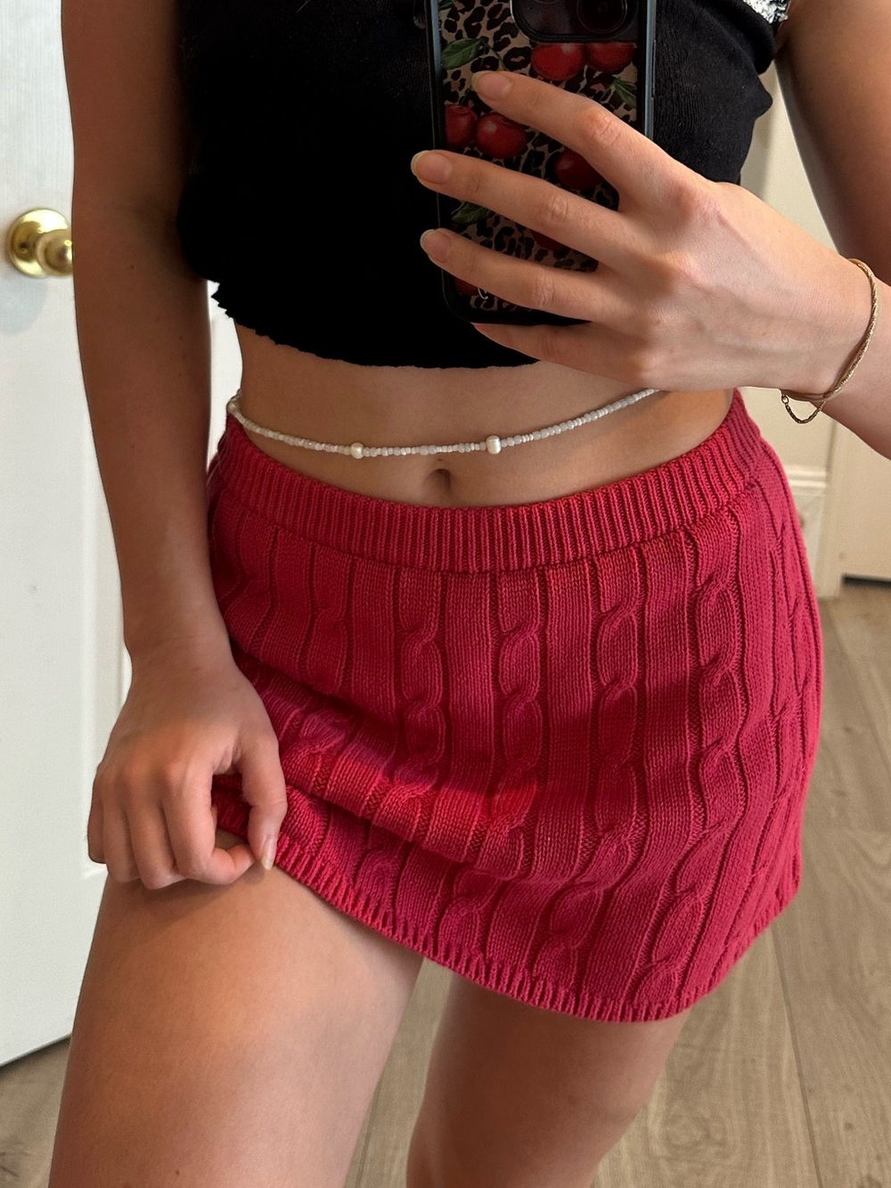 GAP 100% Cotton Red Cable-Knit Mini Skirt NWT